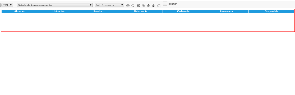 Reporte Detalle Almacenamiento Antes