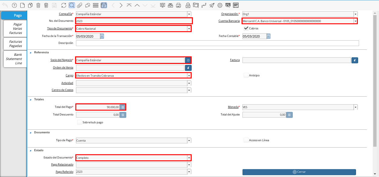 Documento de Cobro Generado en Pago cobro