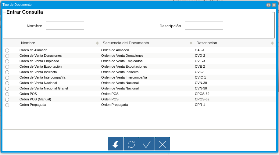Ventana Tipo de Documento del Icono Tipo de Documento de la Barra de Herramientas del Punto de Venta
