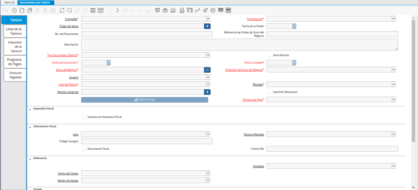 Ventana Documentos por Cobrar