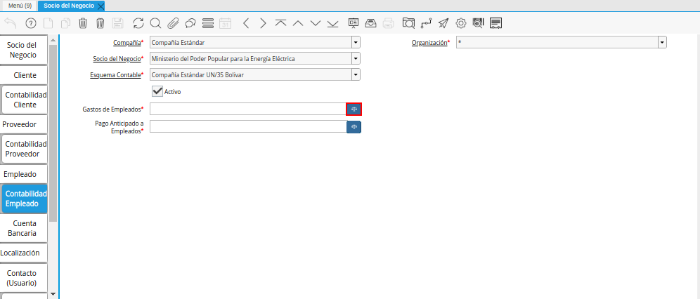 Campo Gastos de Empleados