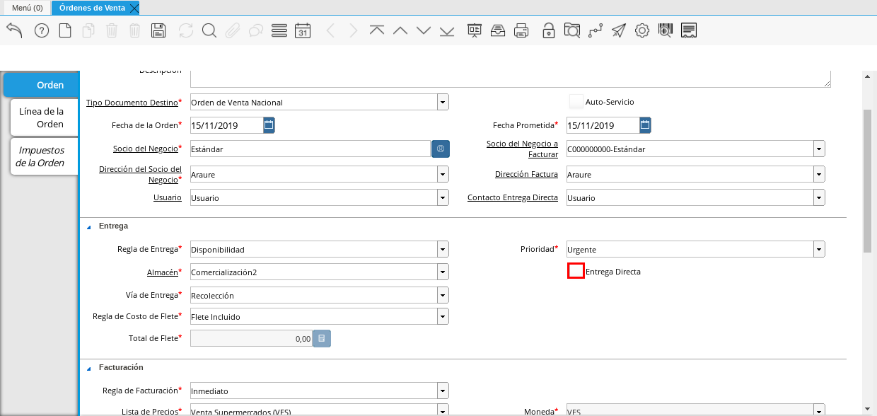 Campo Entrega Directa