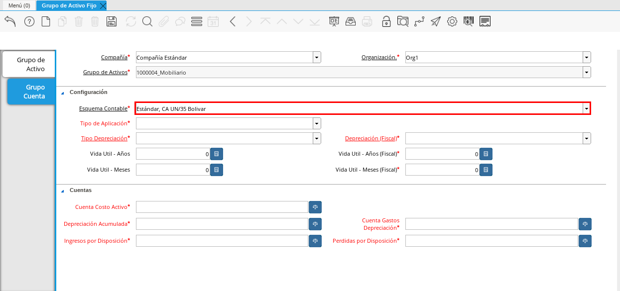 Campo Esquema Contable