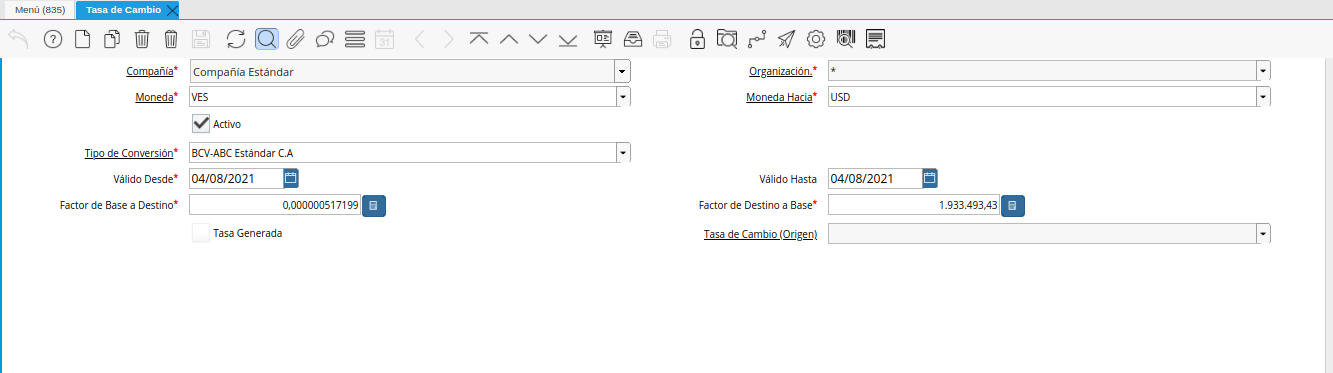 tasa de cambio del bcv del día 04