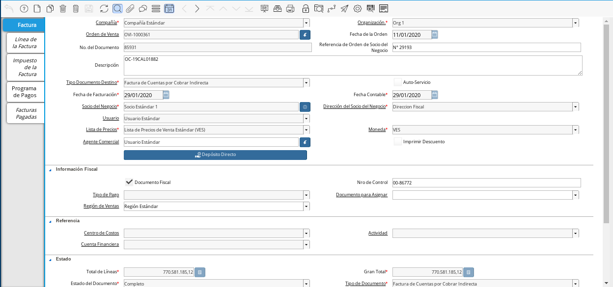 Factura desde Orden de Salida