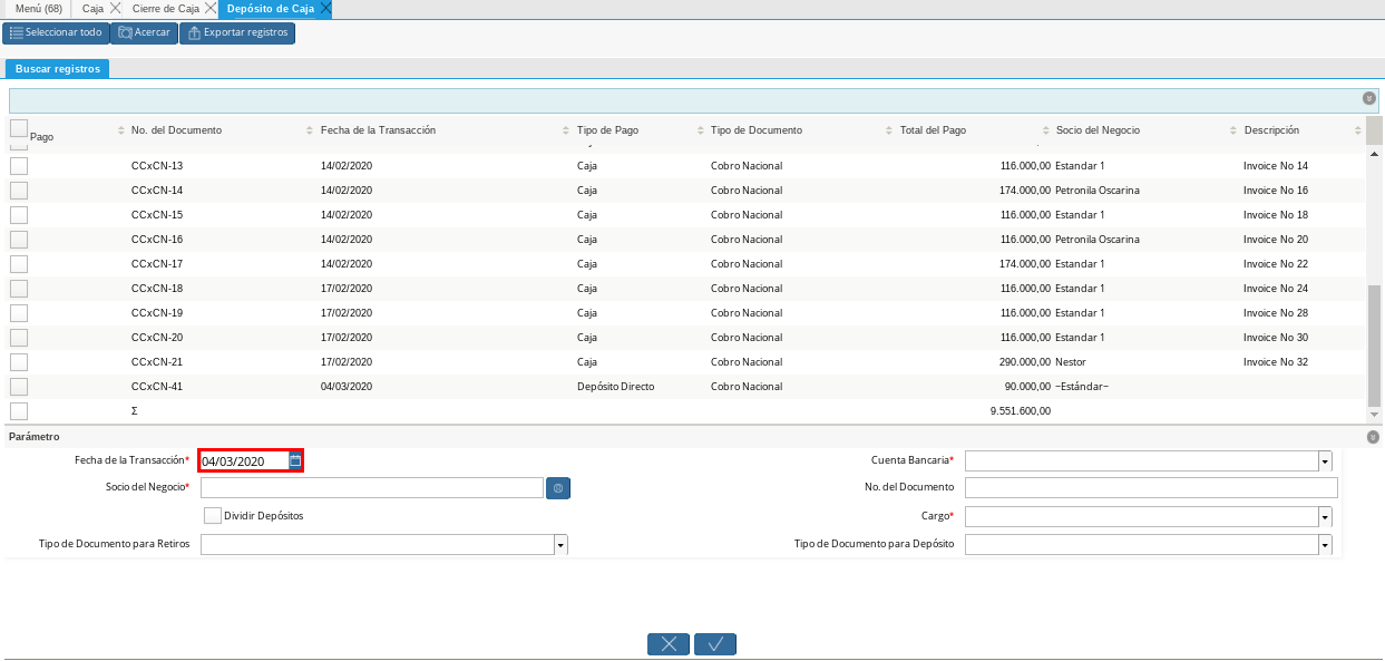 Campo Fecha de la Transacción 1