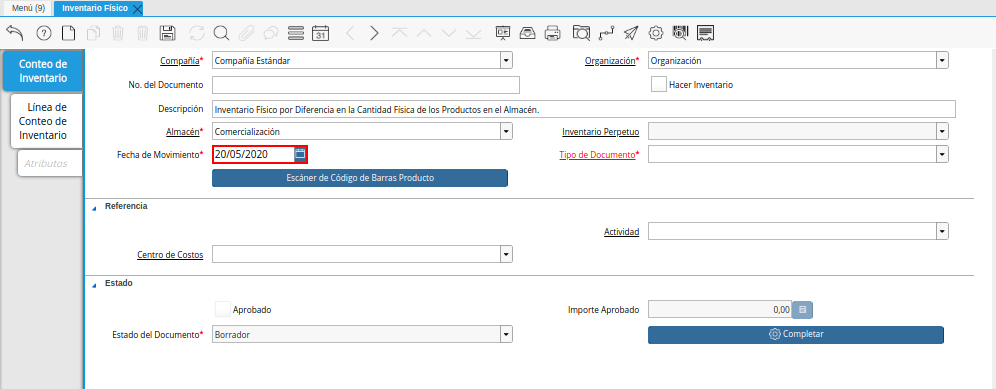 Campo Fecha de Movimiento