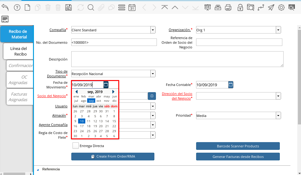 Campo Fecha de Movimiento