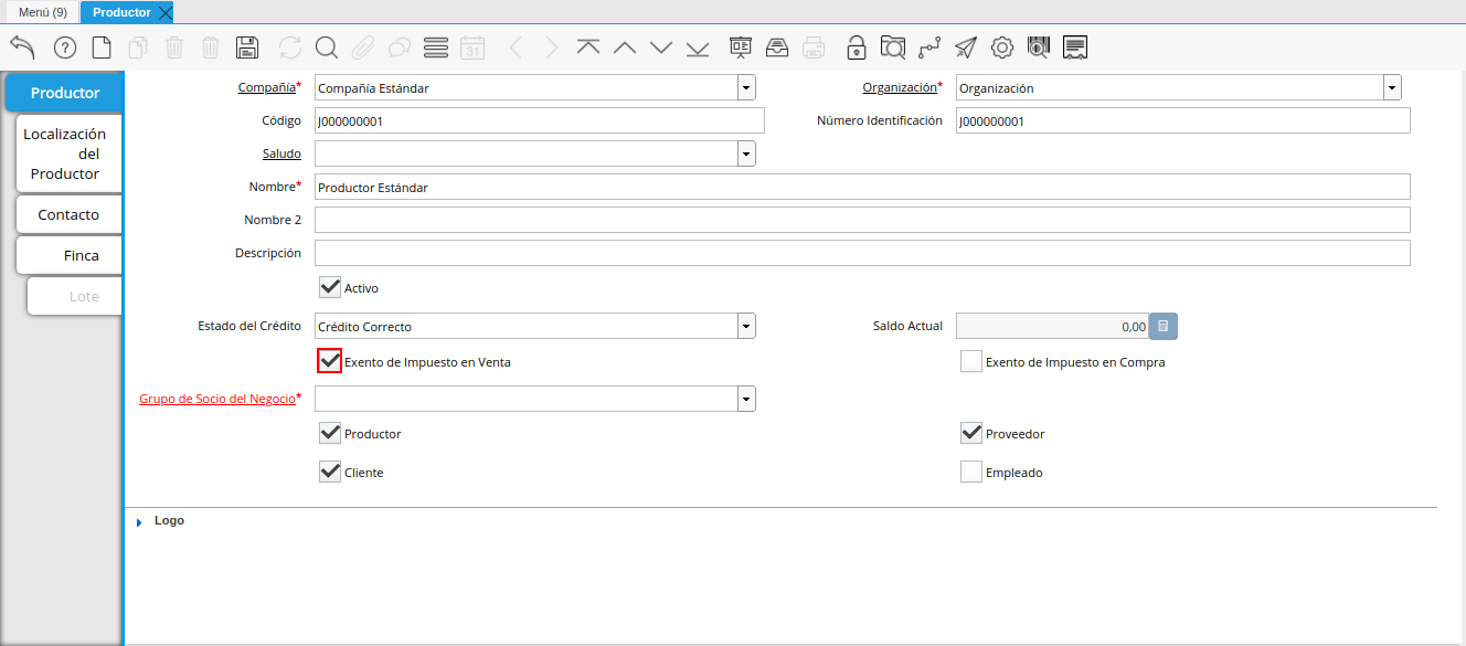 Campo Exento de Impuesto en Venta