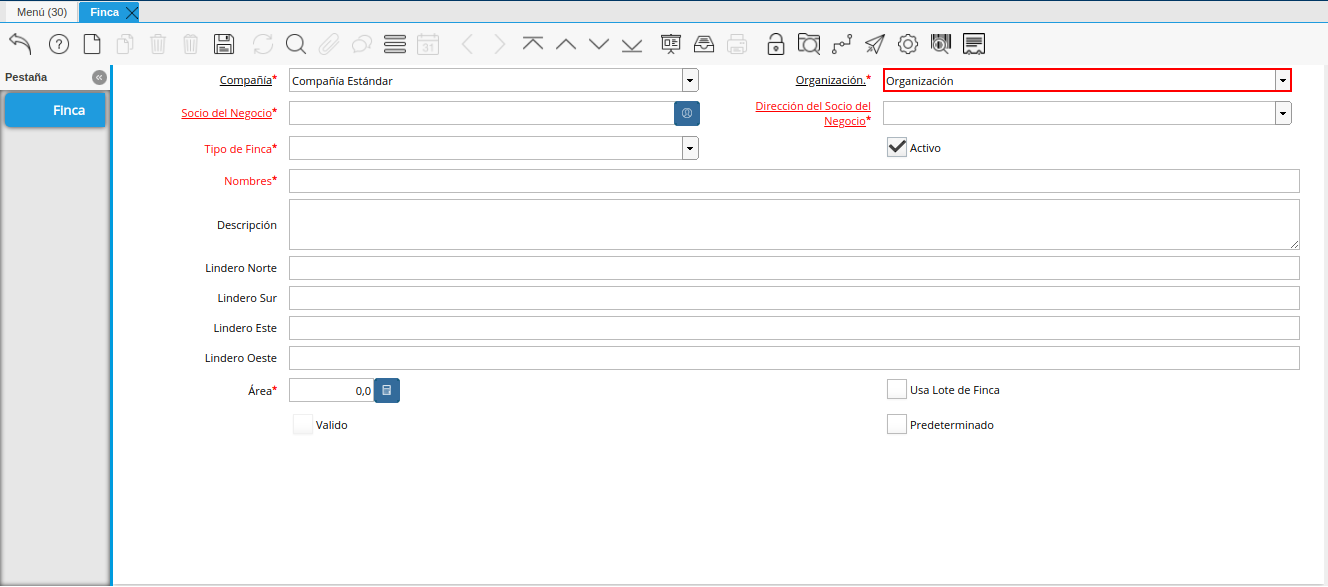 campo organización de la ventana finca