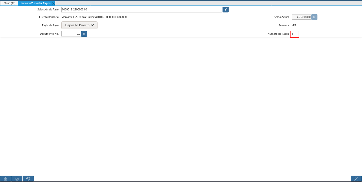 Campo Número de Pagos