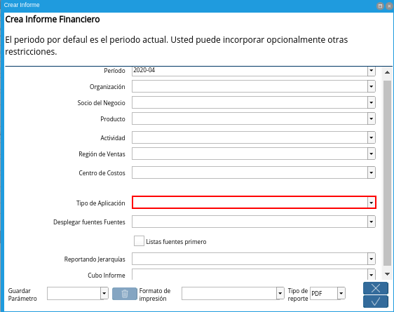 Campo Tipo de Aplicación