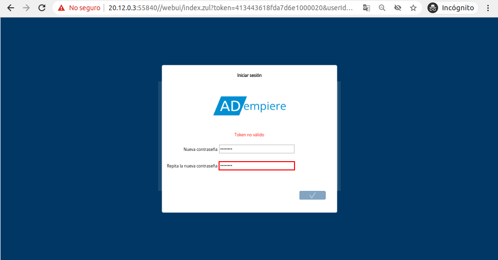 Campo Repita la Nueva Contraseña