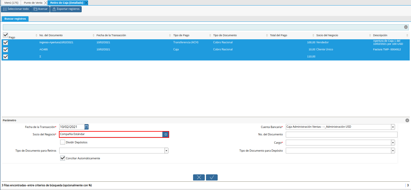 campo socio del negocio del retiro detallado