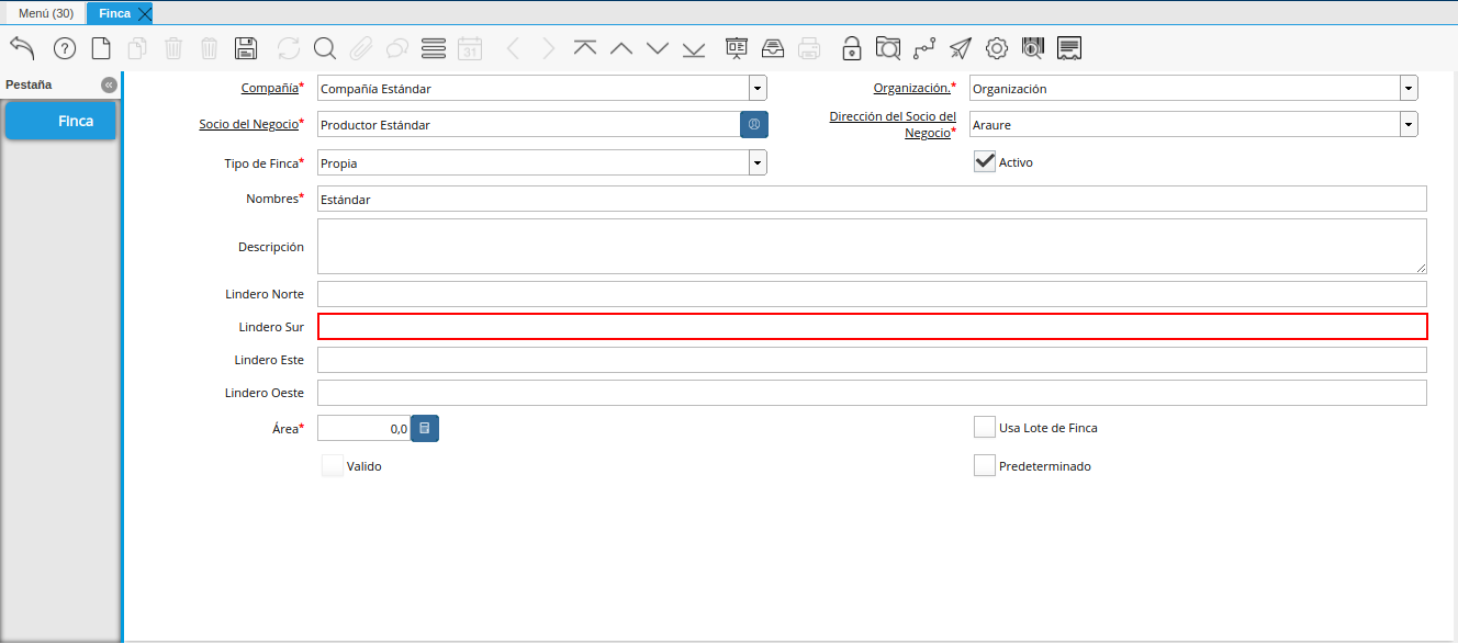 campo lindero sur de la ventana finca