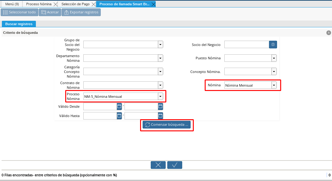 Búsqueda de Nómina