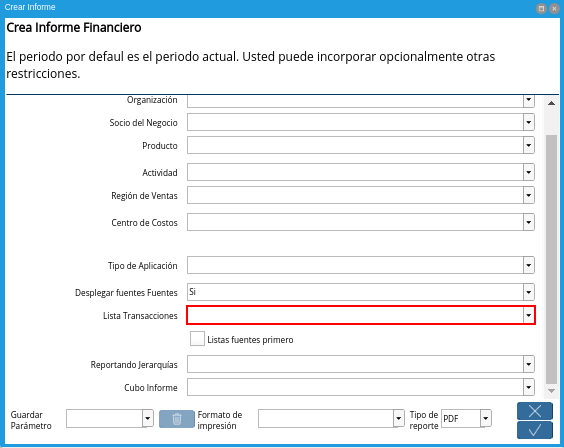 Campo Lista Transacciones
