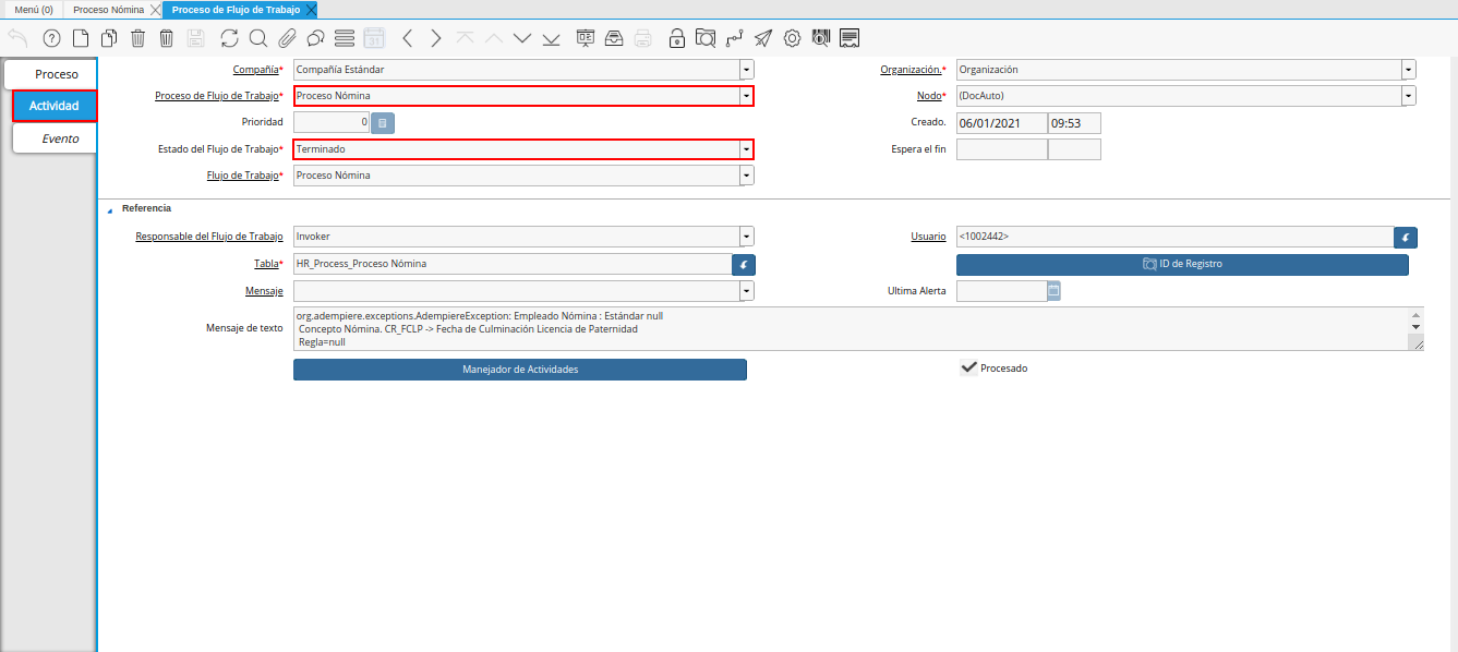 flujo de trabajo terminado