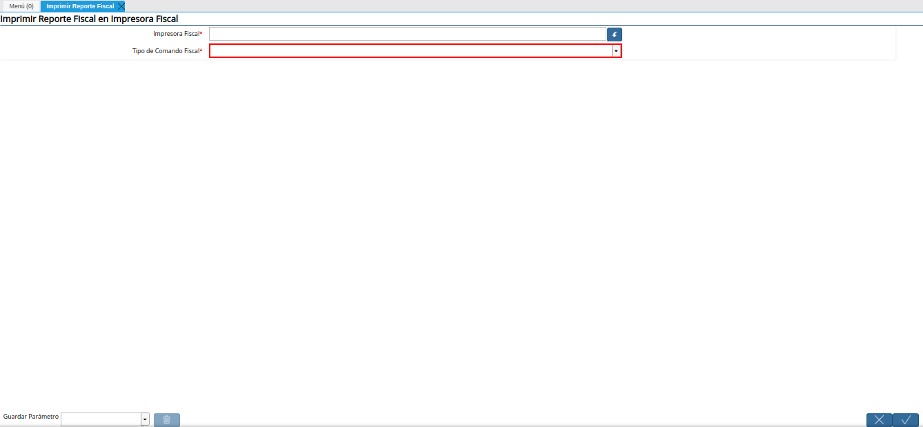 campo tipo de comando fiscal de la ventana imprimir reporte fiscal