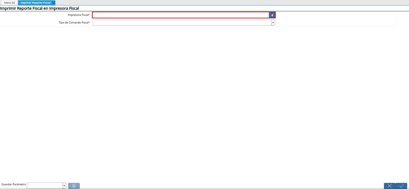campo impresora fiscal de la ventana imprimir reporte fiscal
