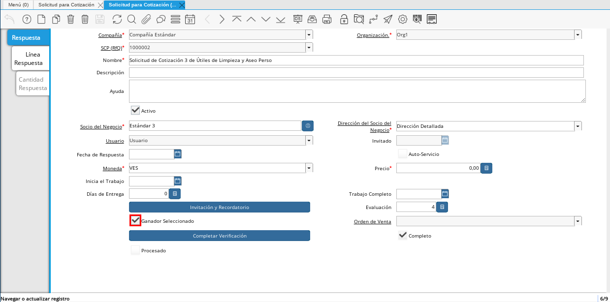 Checklist Ganador Seleccionado 3