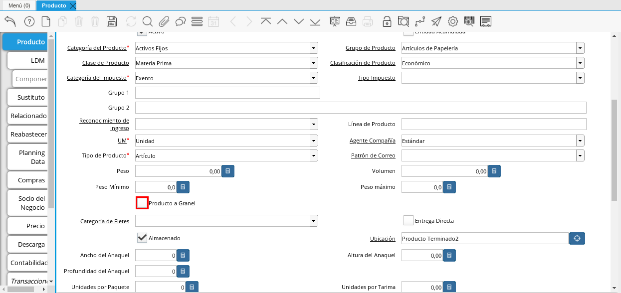Campo Producto a Granel