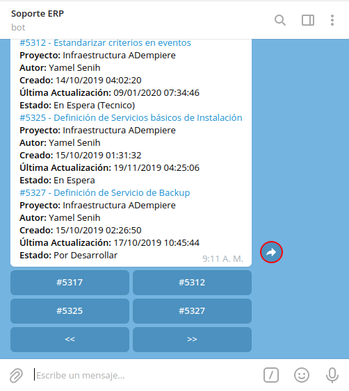 icono reenviar del criterio tickets abiertos