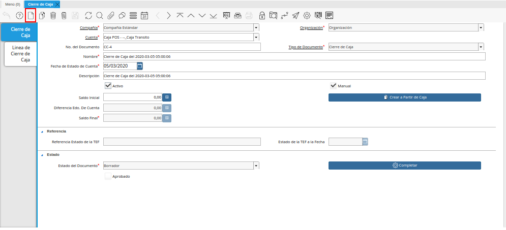 Ventana Cierre de Caja
