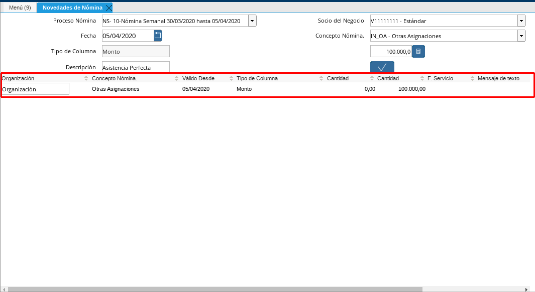 Campo Incidencia Generada