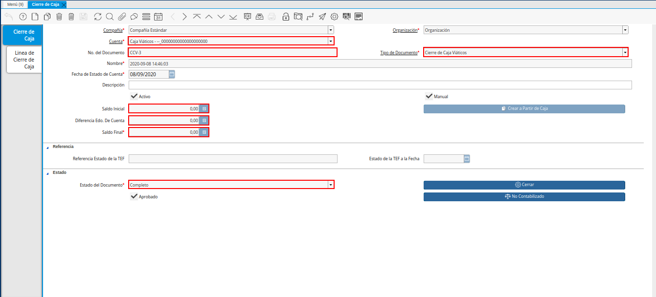 último cierre de caja gasto mayor a viáticos