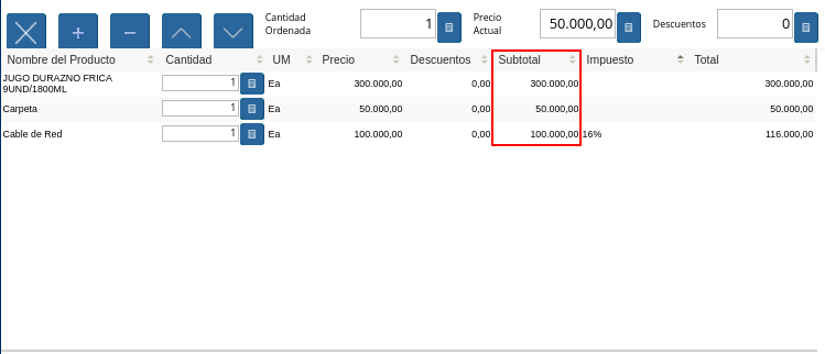 Columna Neto de Línea