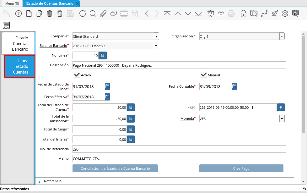 Pestaña Línea Estado Cuentas