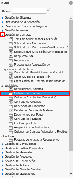 Menú de ADempiere 2