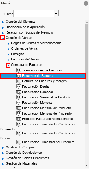 Menú de ADempiere 1