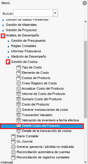 Menú de ADempiere 2