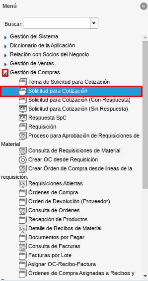 Menú de ADempiere 2