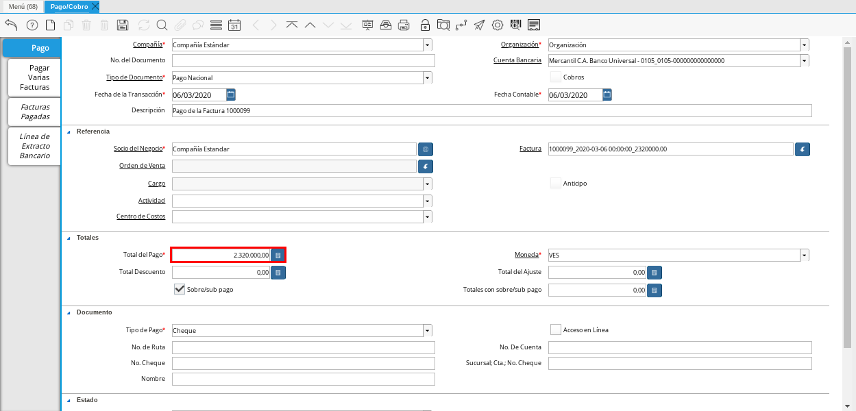 Campo Total del Pago