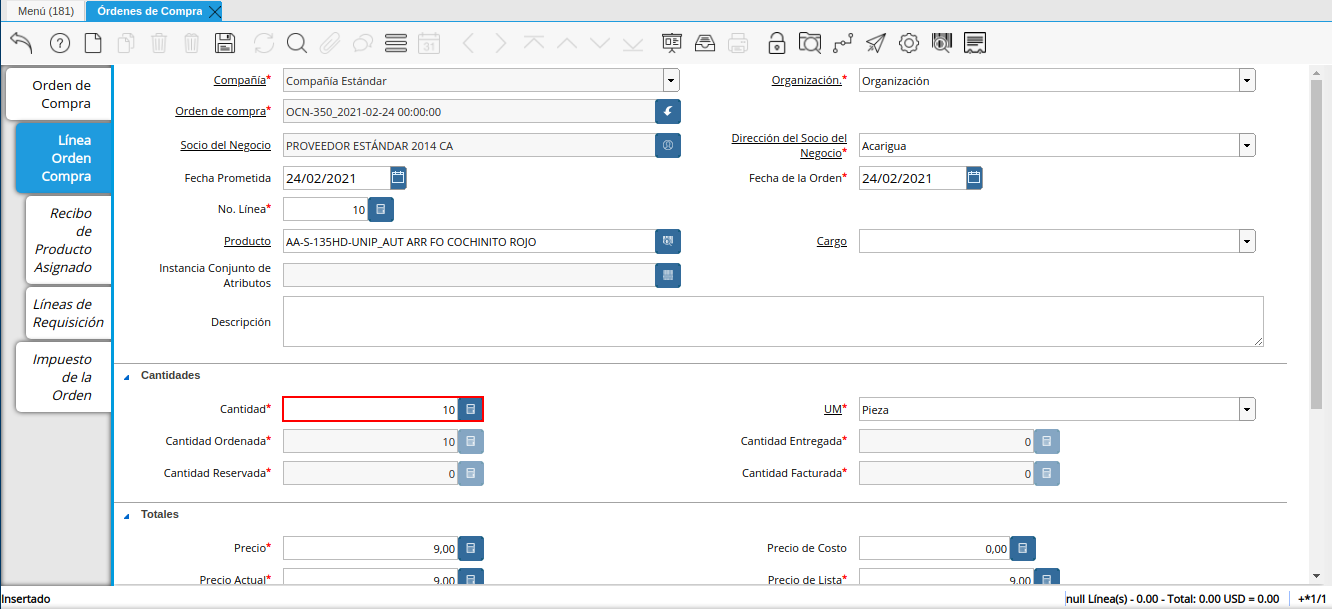 campo cantidad orden multimoneda
