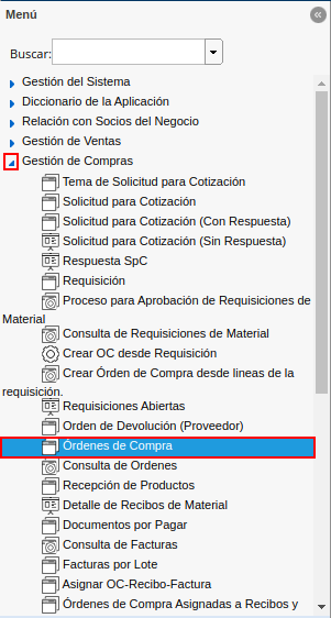 menú de orden de compra multimoneda