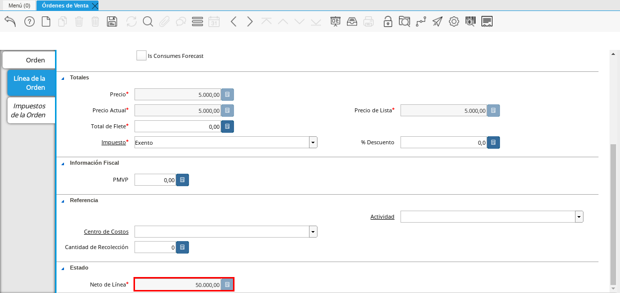 Campo Neto de Línea
