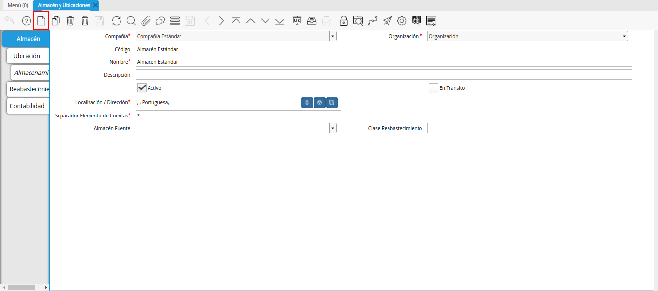 icono registro nuevo de la ventana almacén y ubicaciones