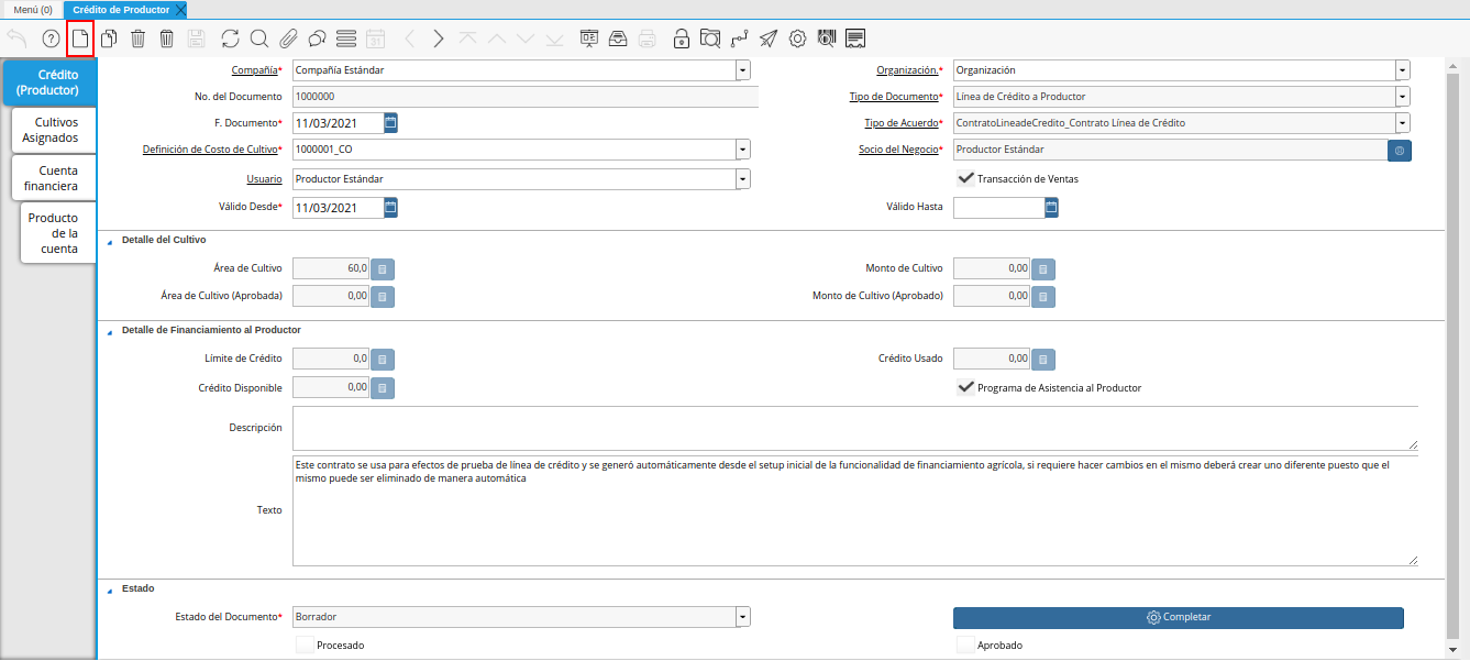 icono registro nuevo de la ventana crédito del productor