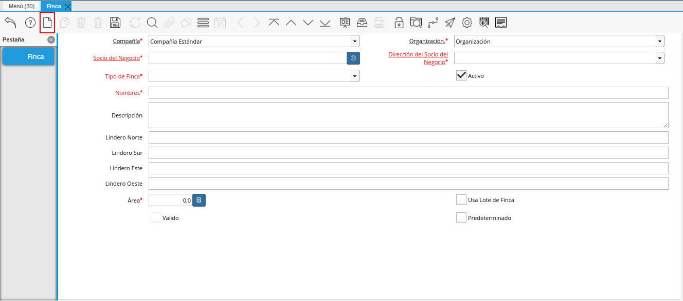 icono registros nuevo de la ventana finca