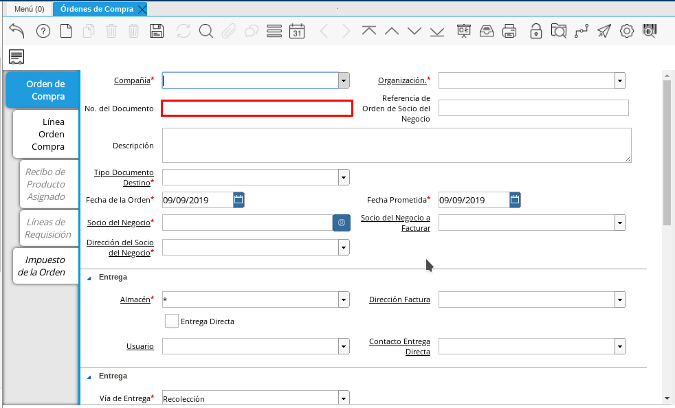 Campo No. del Documento
