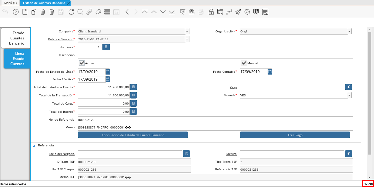 Cantidad de Movimientos Cargados a la Pestaña Línea Estado Cuentas