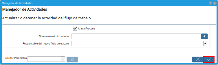 opción ok de actividades