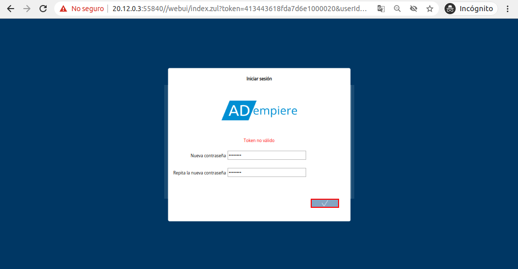 Opción Ok para Guardar la Contraseña
