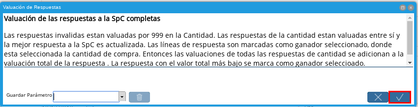 Ventana Validación de Respuestas