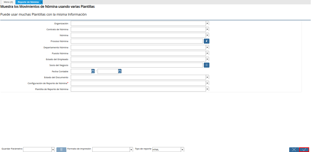 Opción OK para generar el reporte