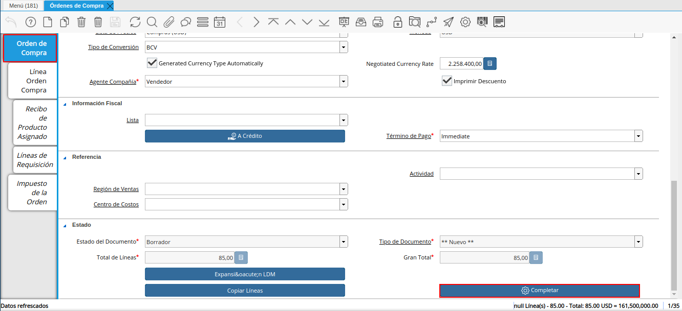 opción completar orden multimoneda